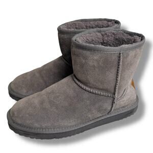 Emu Ridge Sophie Mini Boots Size 8 Women's Gray Suede Shearling Wool Lined